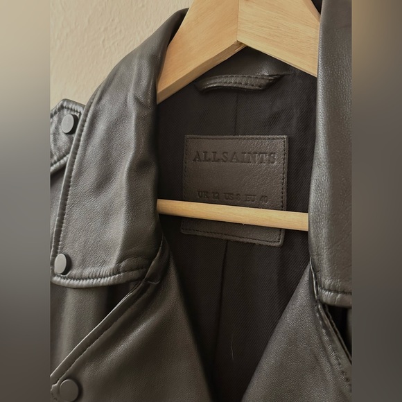 AllSaints Balfern Belted Hem Leather Biker Jacket - Picture 7 of 13
